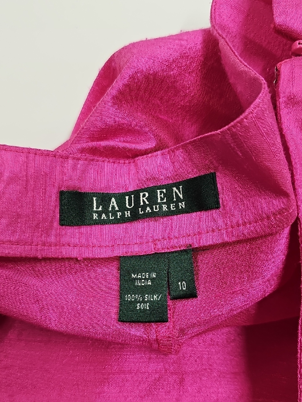 Lauren Ralph Lauren Silk Ankle Pants, High Rise, Side Zip, Silk, Hot Pink, 10 - Picture 6 of 8